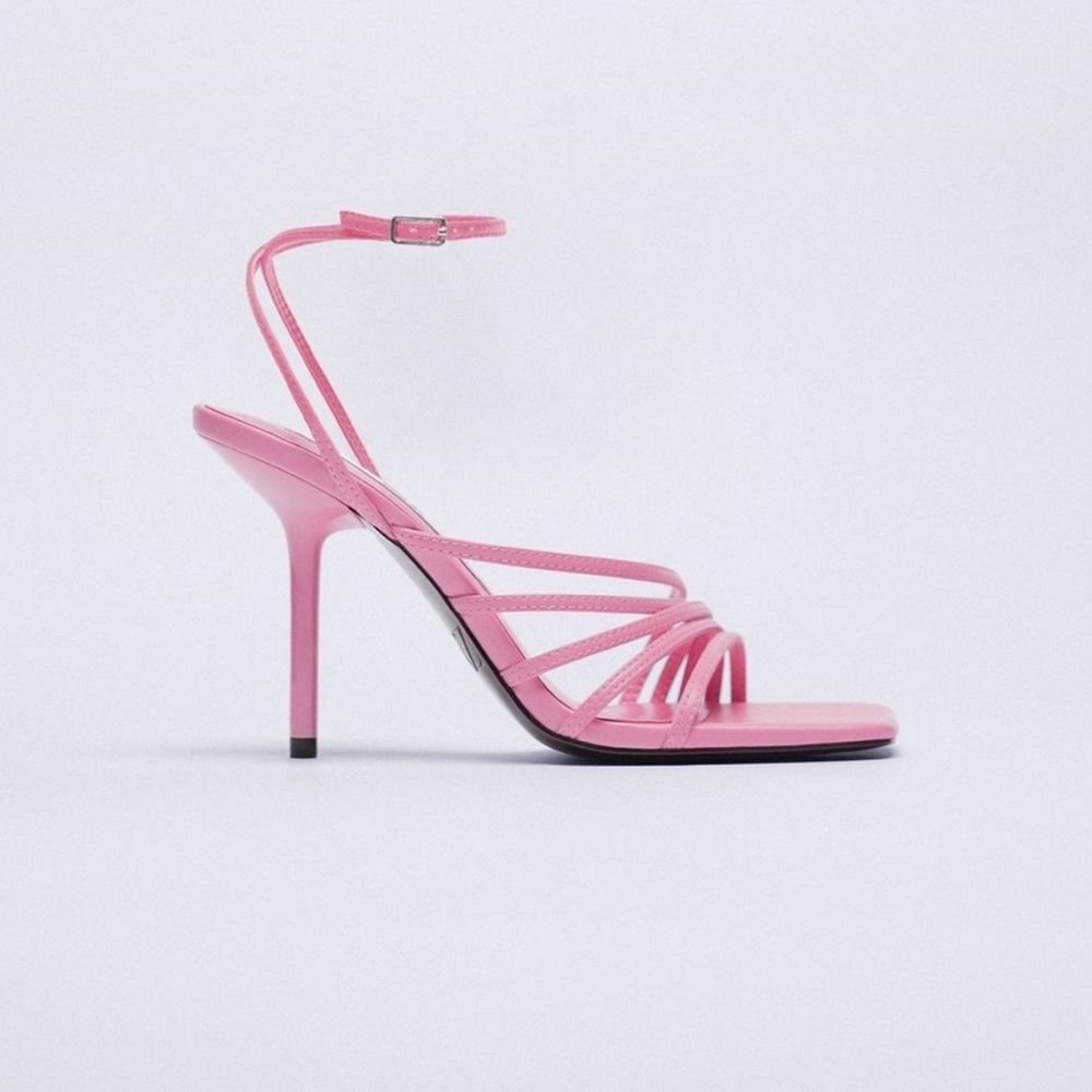 NWT Zara Pink Strappy Stiletto Sandals